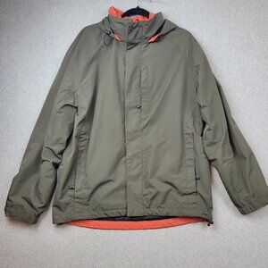 Eddie Bauer Jacket Mens Medium Green Hooded Performance Outdoor Waterproof Coat